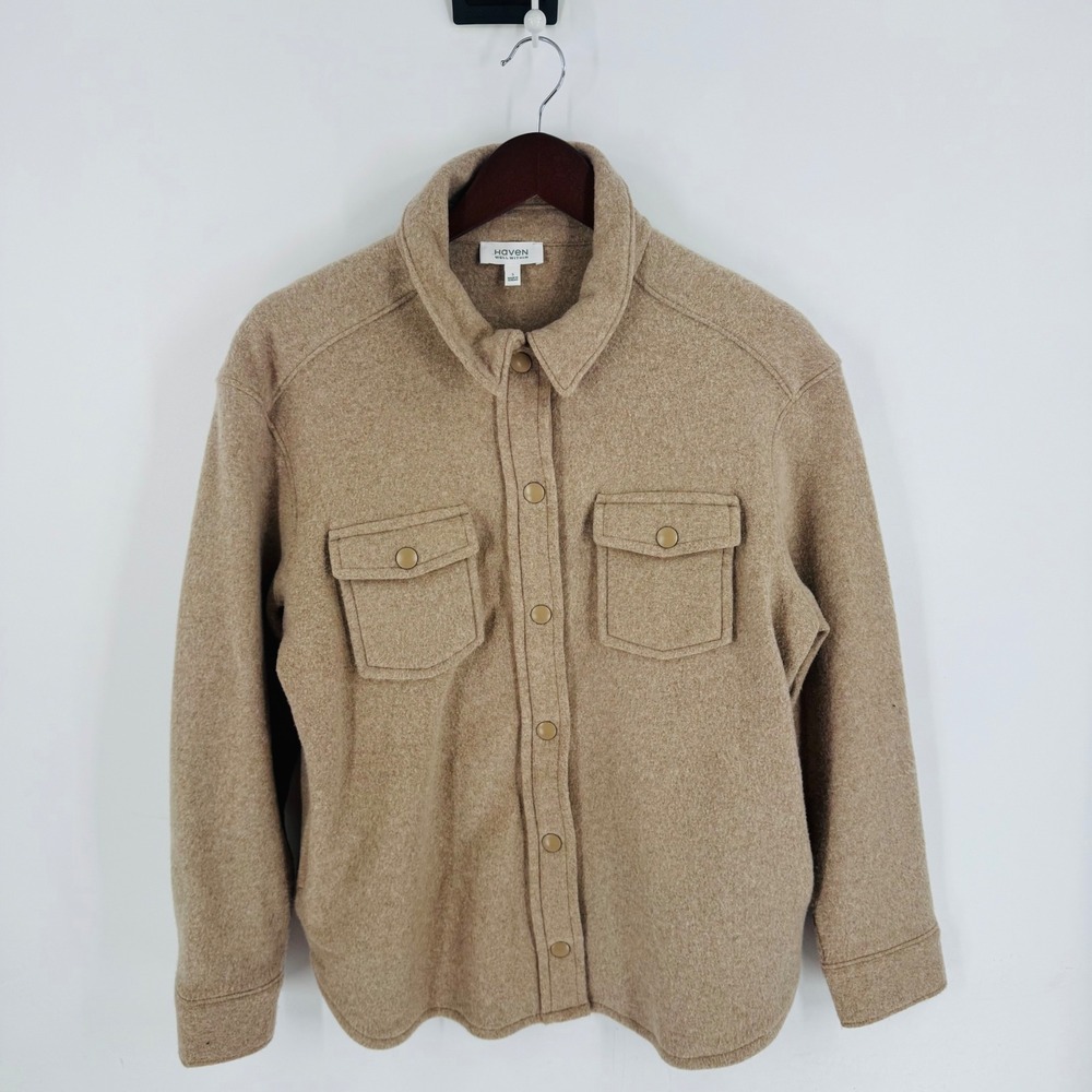 Haven Well Within Oatmeal Cotton‎ Blend Knit Shacket Size S Cozy Earthy Granola